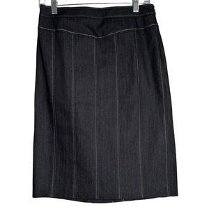 Loft Pencil Black Denim Skirt Back Bow Detail